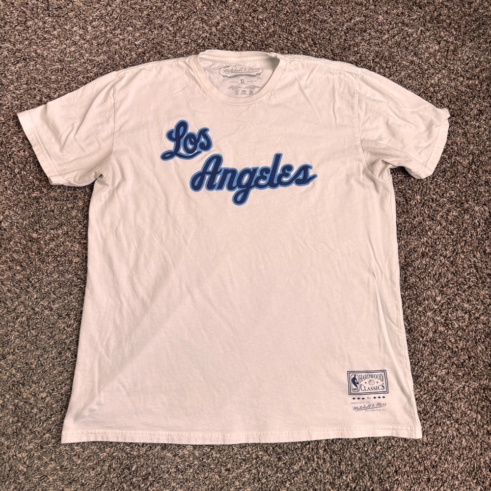Mitchell Ness LA Lakers T-shirt- XL White Los Angeles Kobe LeBron